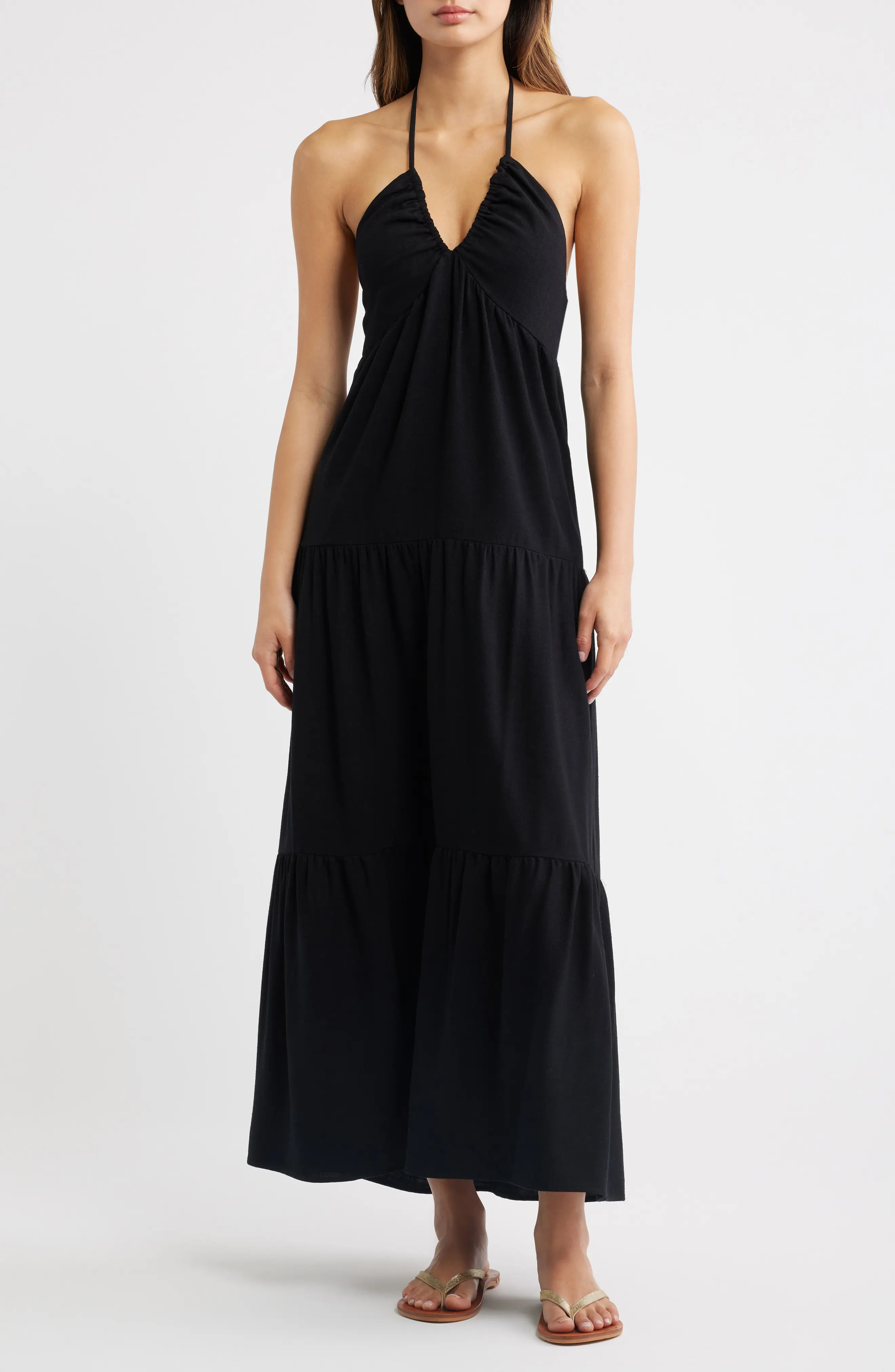 PacSun Kenna Tiered Halter Midi Dress (Women) | Nordstrom | Nordstrom