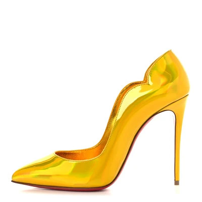 Metallic Patent Hot Chick 100 Pumps 38 Yellow | FASHIONPHILE (US)