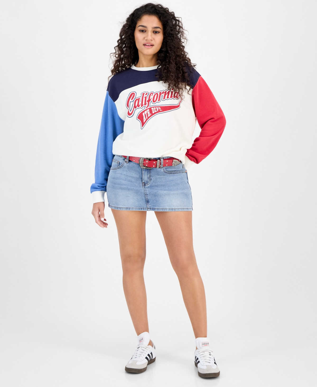 Madden Girl Juniors' Belted Mini Denim Skirt - Med Denim | Macy's