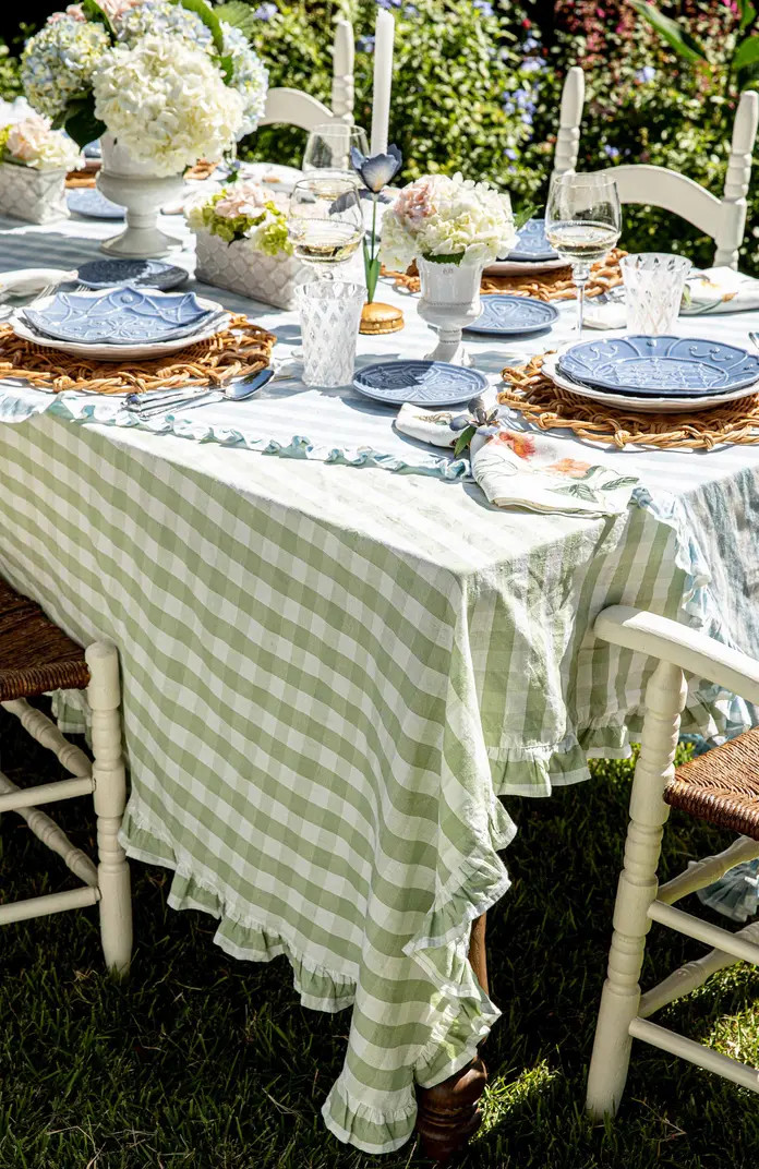 Gingham Ruffle Cotton & Linen Tablecloth | Nordstrom