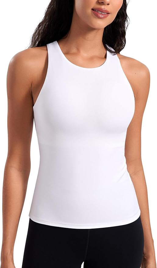 CRZ YOGA Butterluxe Womens Racerback Workout Tank Top with Built in Bra - Padded High Neck Yoga A... | Amazon (US)