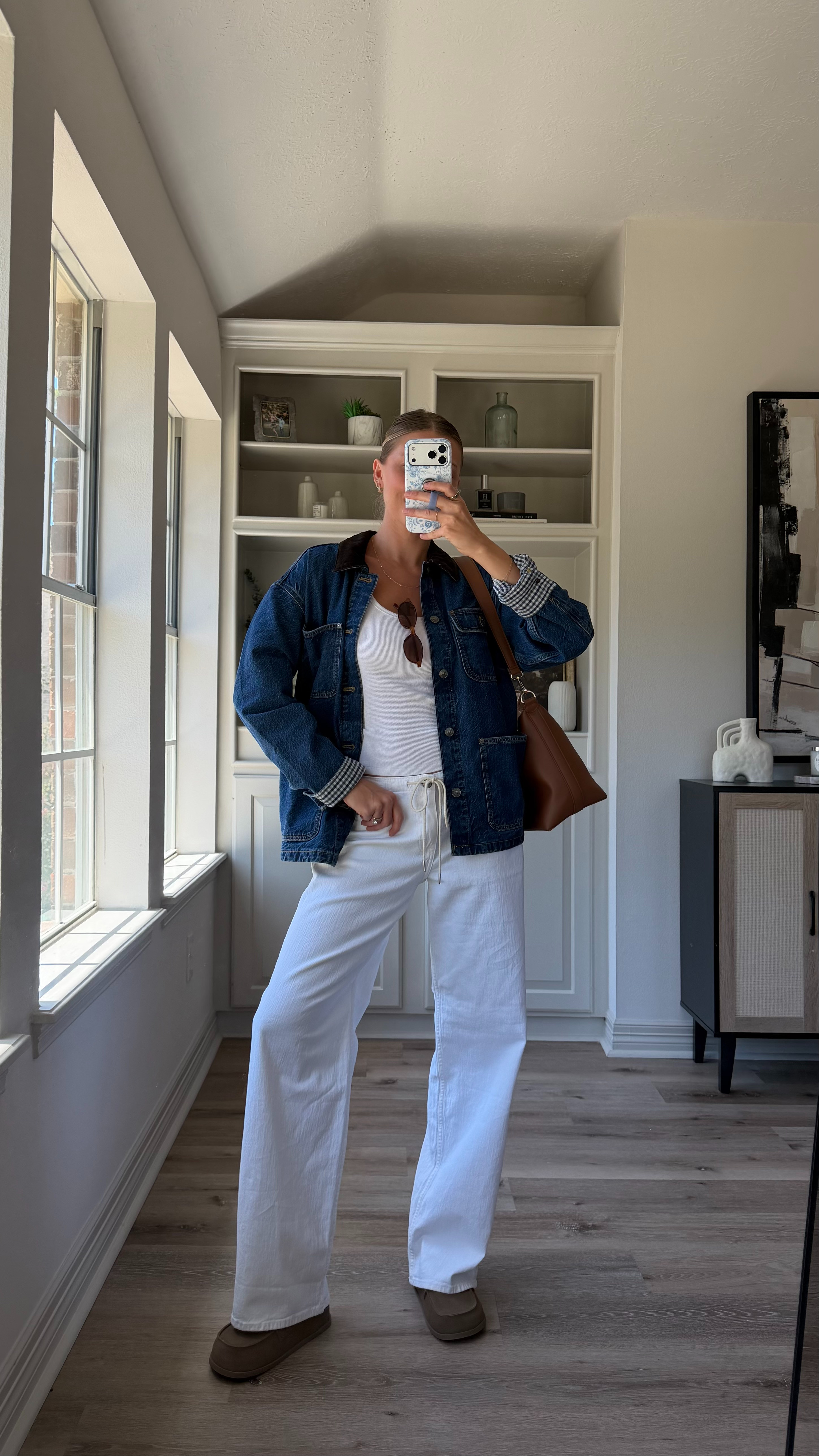 Fall outfit inspo | Wearing S in bra tank and barn jacket + 26 in denim  

 #LTKootd