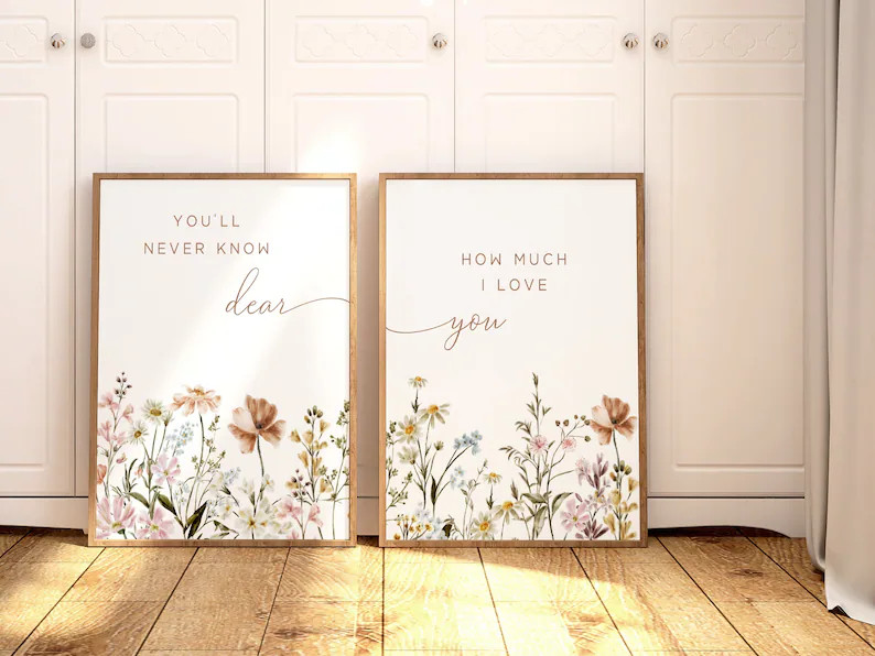 Boho Nursery Wall Art, Wildflower Nursery Decor, Botanical Print, Floral Nursery Art, Girl Nurser... | Etsy (US)