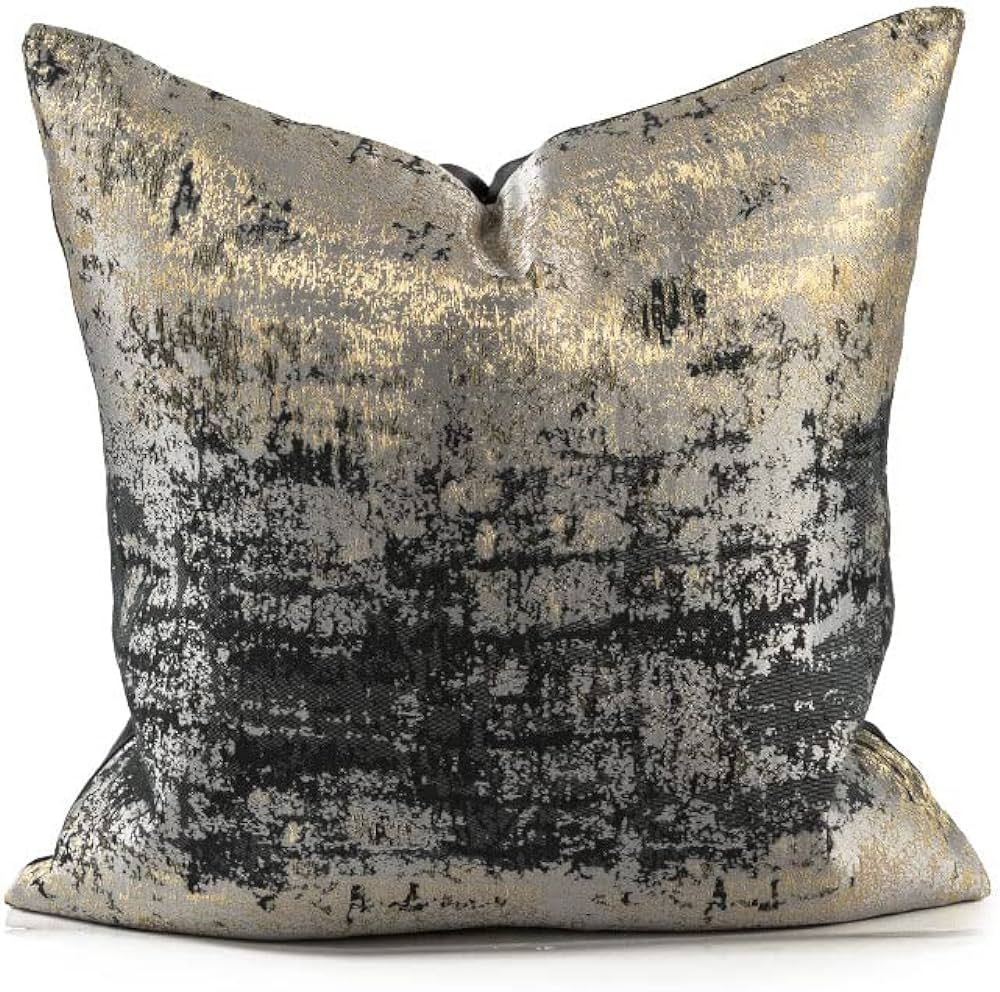 THE-TINOART Throw Pillow Covers Metallic Gold Black Decorative Throw Pillow Covers Modern Luxury Cus | Amazon (US)