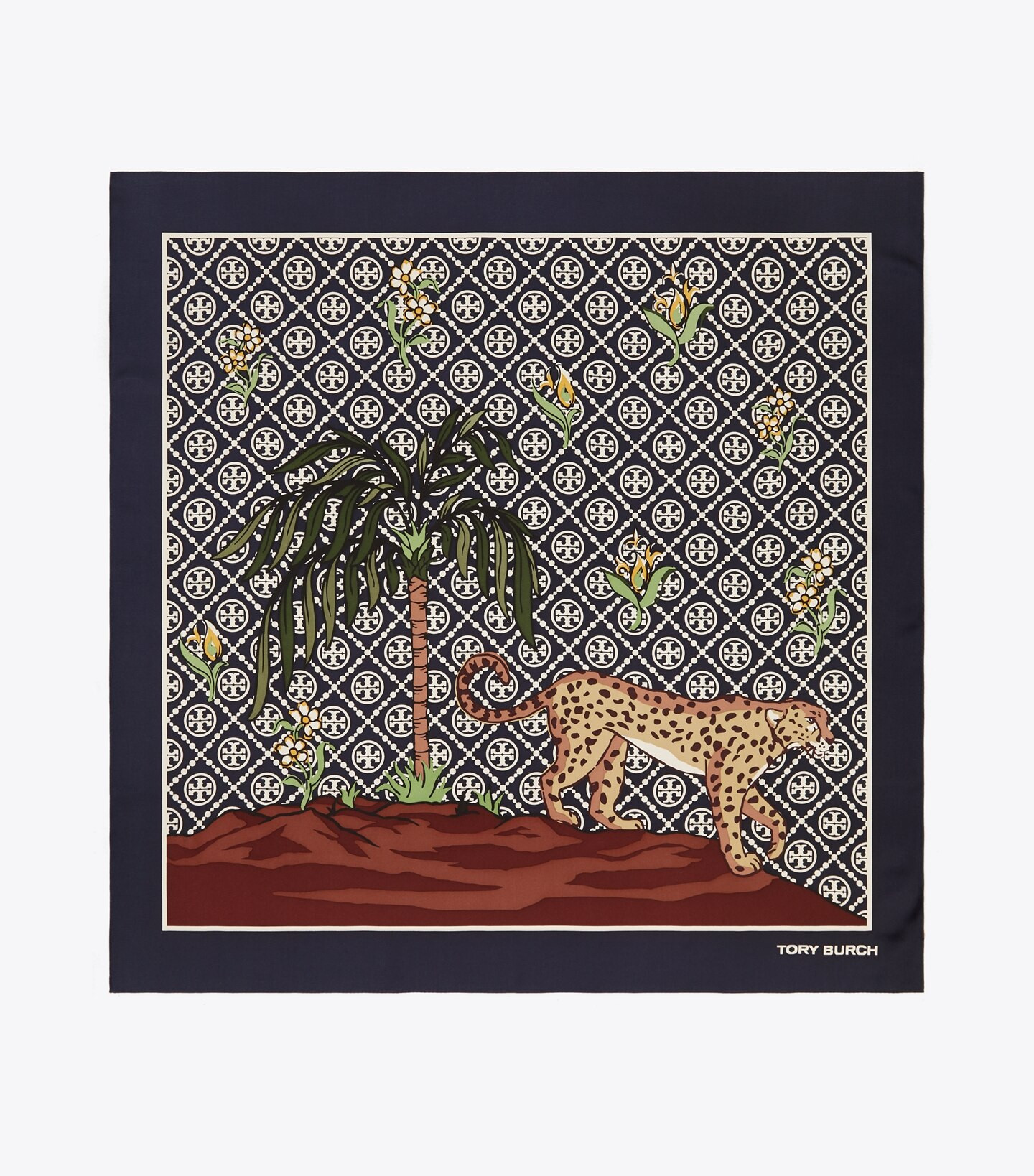 T MONOGRAM SILK SQUARE SCARF | Tory Burch (US)