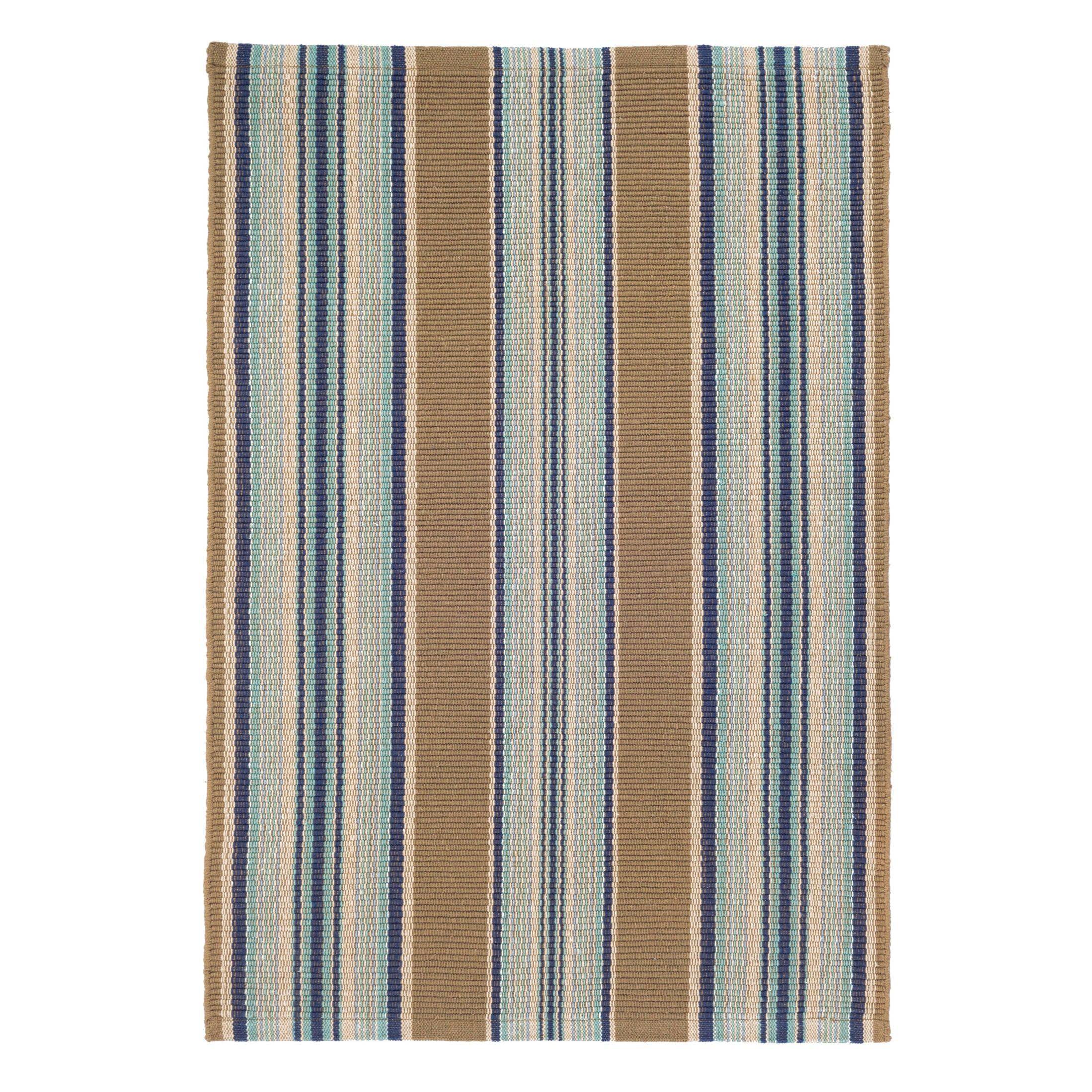 Blue Heron Stripe Handwoven Cotton Rug | Annie Selke