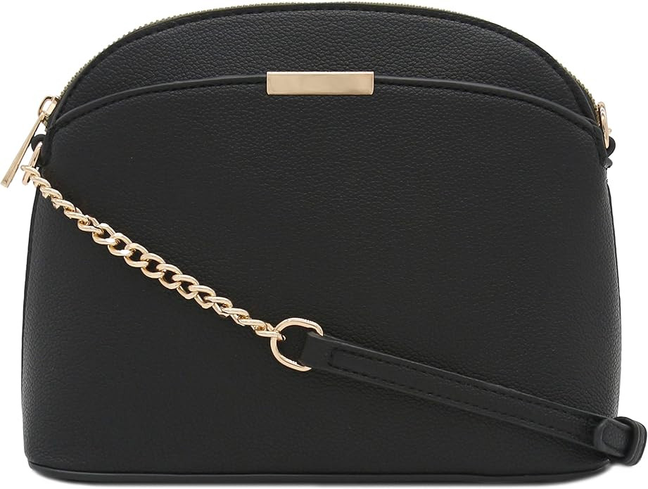 Faux Leather Small Dome Crossbody Bag with Chain Strap | Amazon (US)