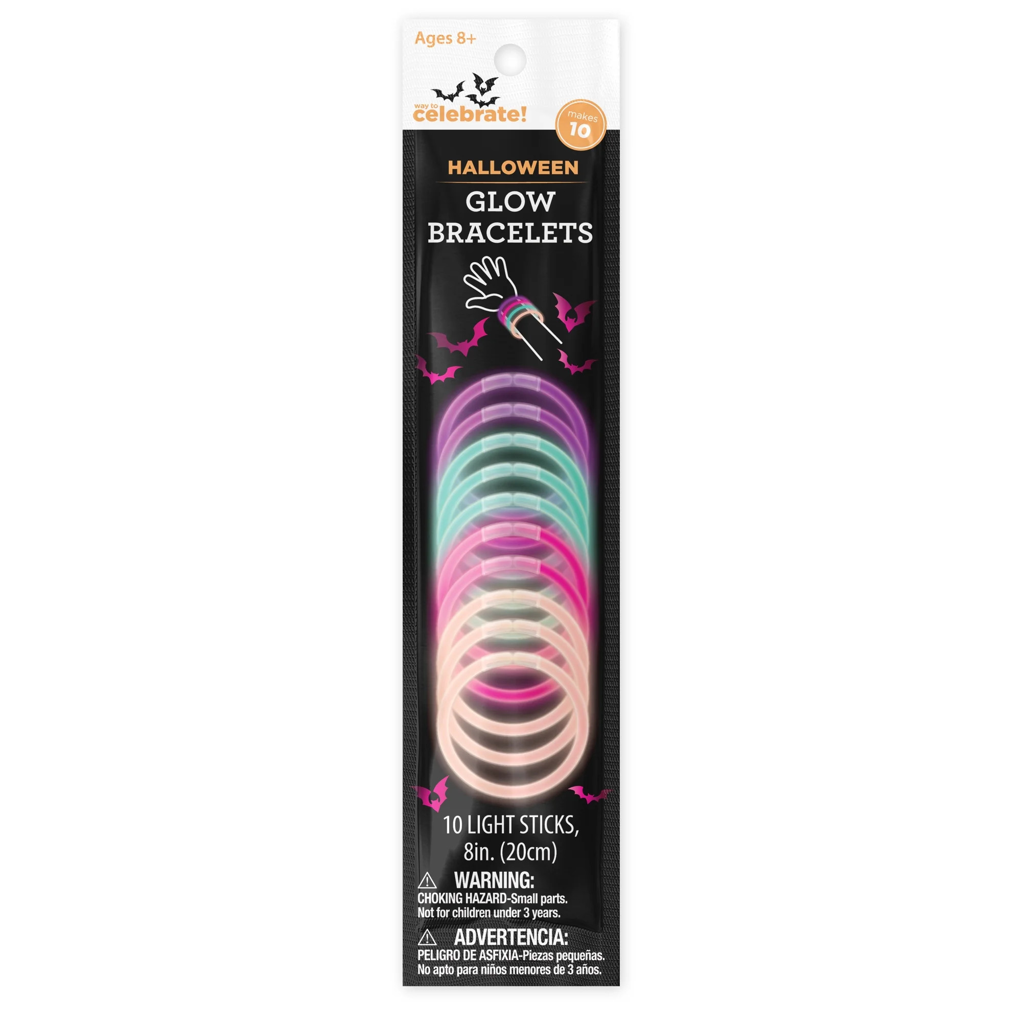 Halloween Multicolor Glow Bracelets Party Favors, 10 Count, by Way To Celebrate | Walmart (US)