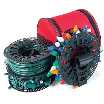 Village Lighting 3-Reel 750-Light 12.5-in W x 12.5-in H Red String Light Storage Container | Lowe's