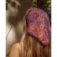 Silk Hippie Boho Bandana, Square Head Scarf, Bohemian Hair Wrap | Etsy (US)