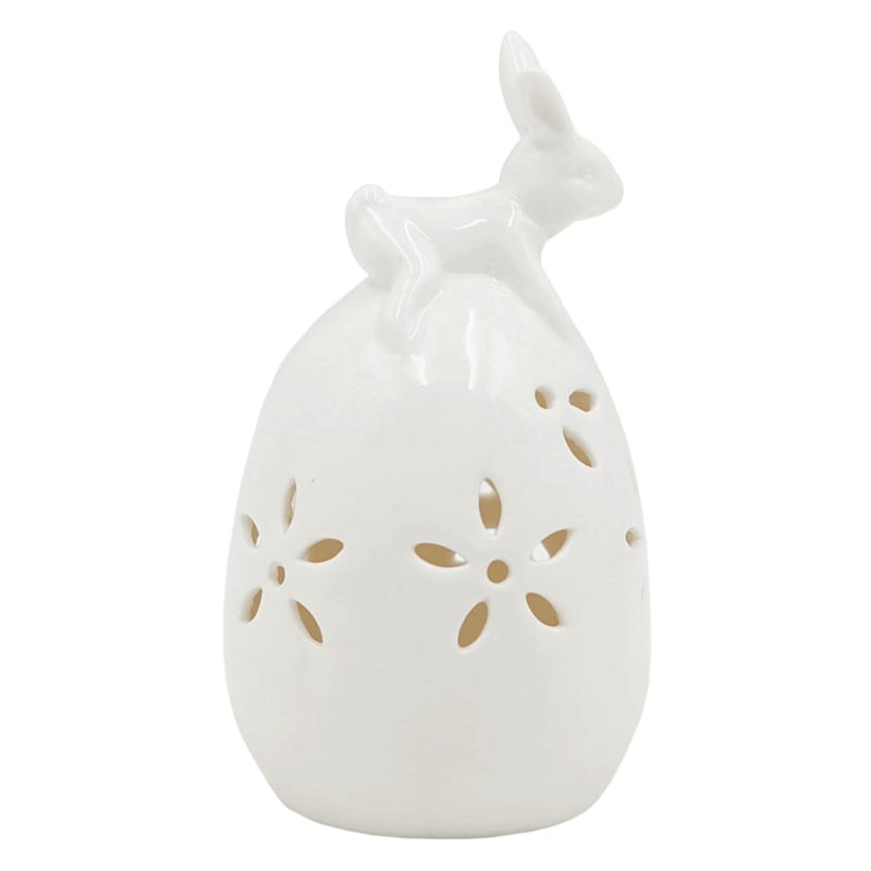 White Porcelain LED Easter Egg, 5" | At Home