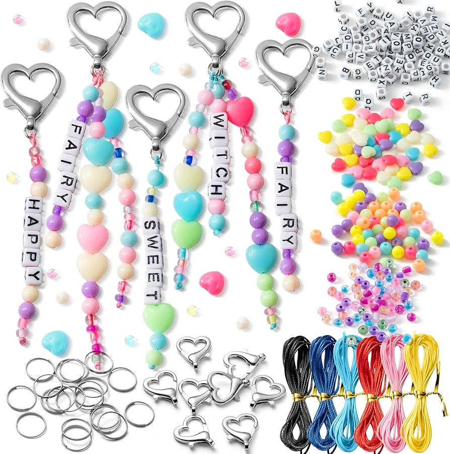 WATINC DIY Heart Keychain Making Craft Kits,Beads for Jewelry Making Set Supplies with Adjustable... | Amazon (US)
