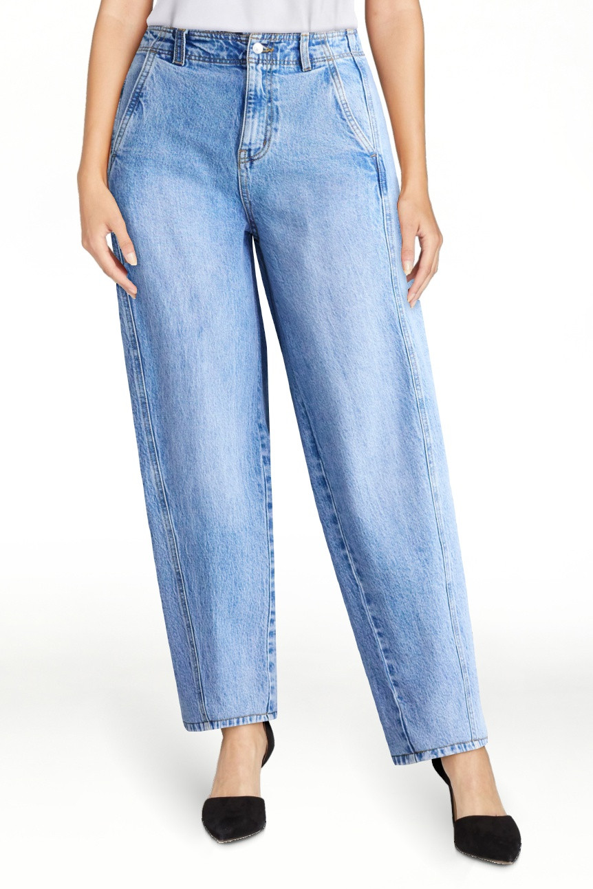 Free Assembly Women's and Women's Plus Side Panel Barrel Jeans, 30" Inseam, Sizes 0-28W | Walmart (US)