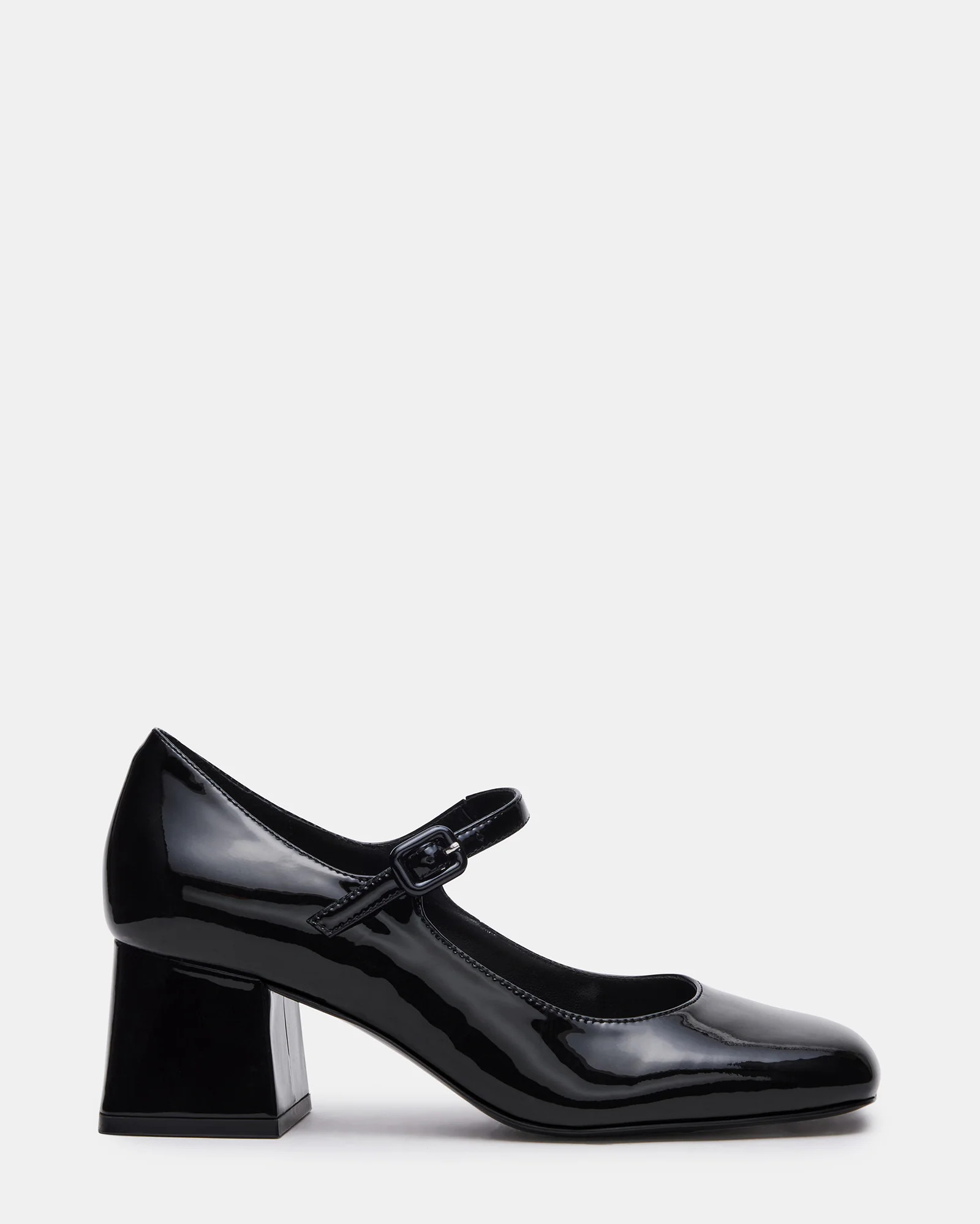 DARCEY Black Patent Square-Toe Mary Jane Block Heel Women's Loafer | Steve Madden (US)