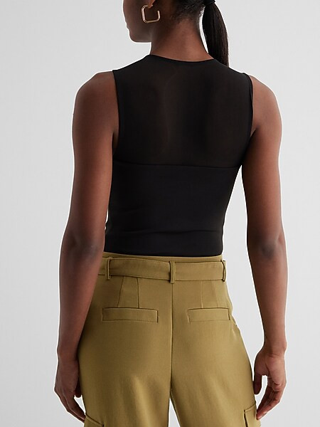 Body Contour High Compression High Neck Mesh Bodysuit | Express