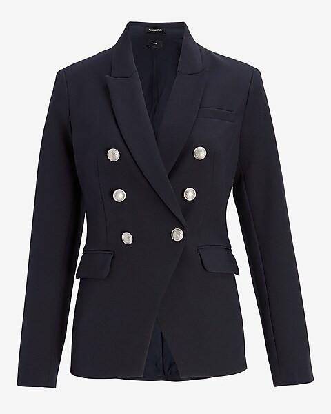 Supersoft Twill Double Breasted Novelty Button Blazer | Express
