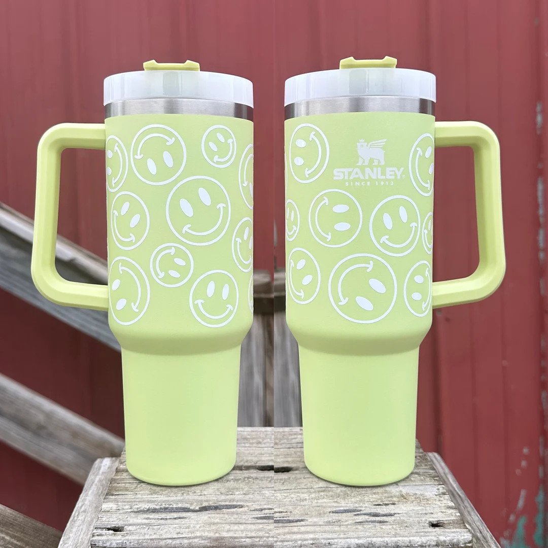 Smiley Face Print Full Wrap Tumbler Decal, Happy Face Custom Tumbler Vinyl Decal, Quencher Decal,... | Etsy (US)