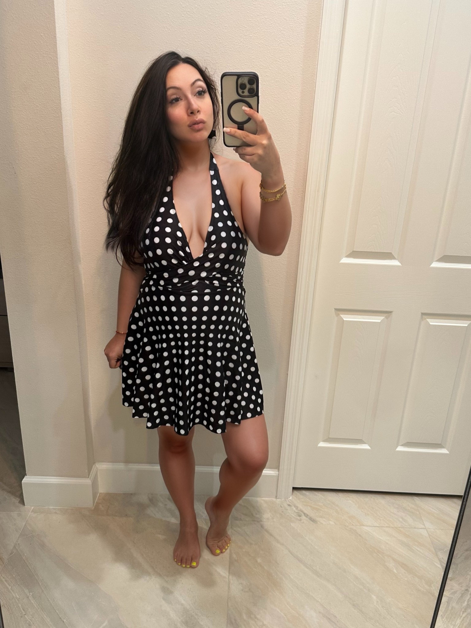 The perfect combination of style and support — amazing tummy control and plenty of room for a growing bump if you need it.
Gives major little black dress vibes but for the pool!
Feeling cute, confident, and ready for summer!

#SummerStyle #MaternitySwim #PolkaDotLove #SwimInStyle

#LTKSwim #LTKBump #LTKTravel