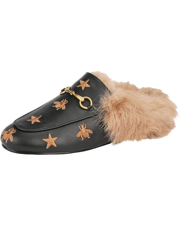 Arqa Fur Mules for Women Chain Leather Low Heel Mule Fluffy Comfort Loafers Casual Slip-on Flat S... | Amazon (US)