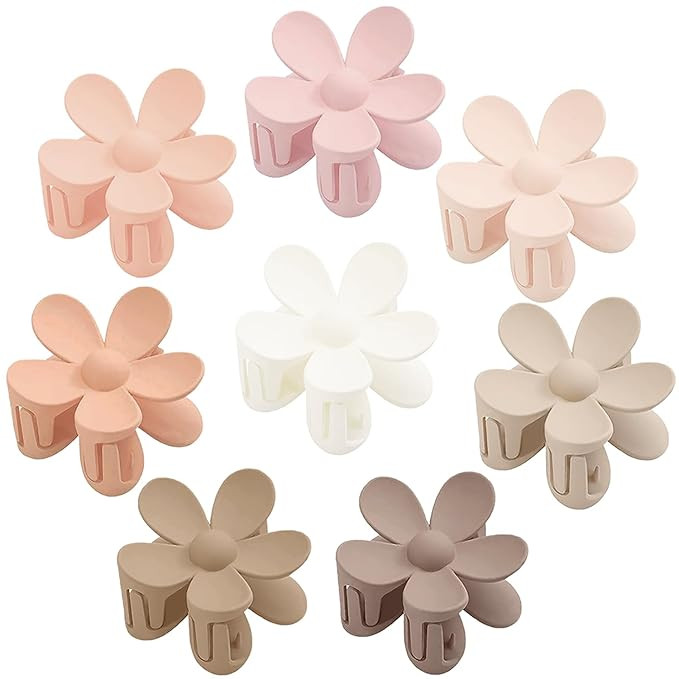 Flower Hair Clips 8PCS Hair Claw Clips Matte Large Claw Clips Cute Hair Clips Strong Hold for Wom... | Amazon (US)