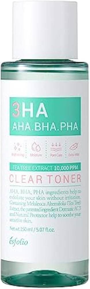 Esfolio Made in Korea 3HA Clear Toner 5.07 Fl Oz, Lightweight Facial Toner with 3HA Complex, Dail... | Amazon (US)
