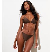Women's Brown Moulded Bead-Trim Triangle Bikini New Look | New Look (UK)