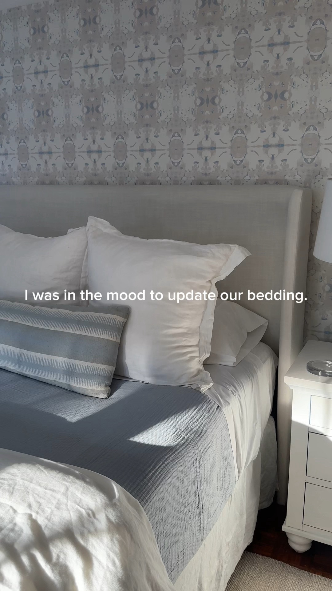 Updated bedroom sources, including new bedding from Quince. 

Crisp 100% cotton sheets & a
gauzy blanket in the perfect blue shade. 

My headboard is the Zuma white linen choice. Long lumbar was custom but linked some others. Go extra long! DM me on Insta with any other questions. 

#bedroomdecor #bedding #bedroominspo #bedroom #primarybedroom #headboard #bedroomrug #sidetable #tablelamps 

#LTKhome #LTKfindsunder100