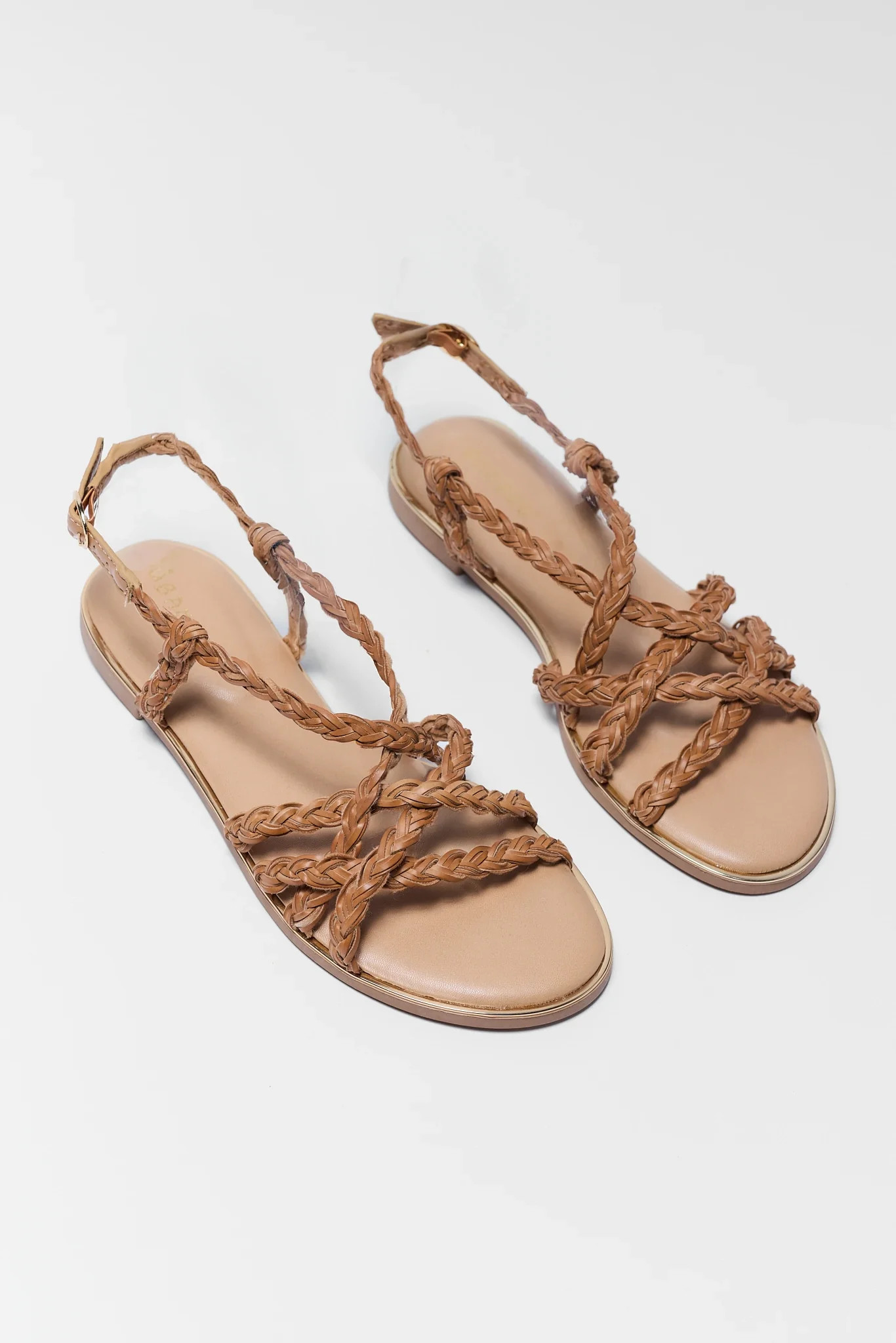 Brown Braided Strappy Sandals | Avara