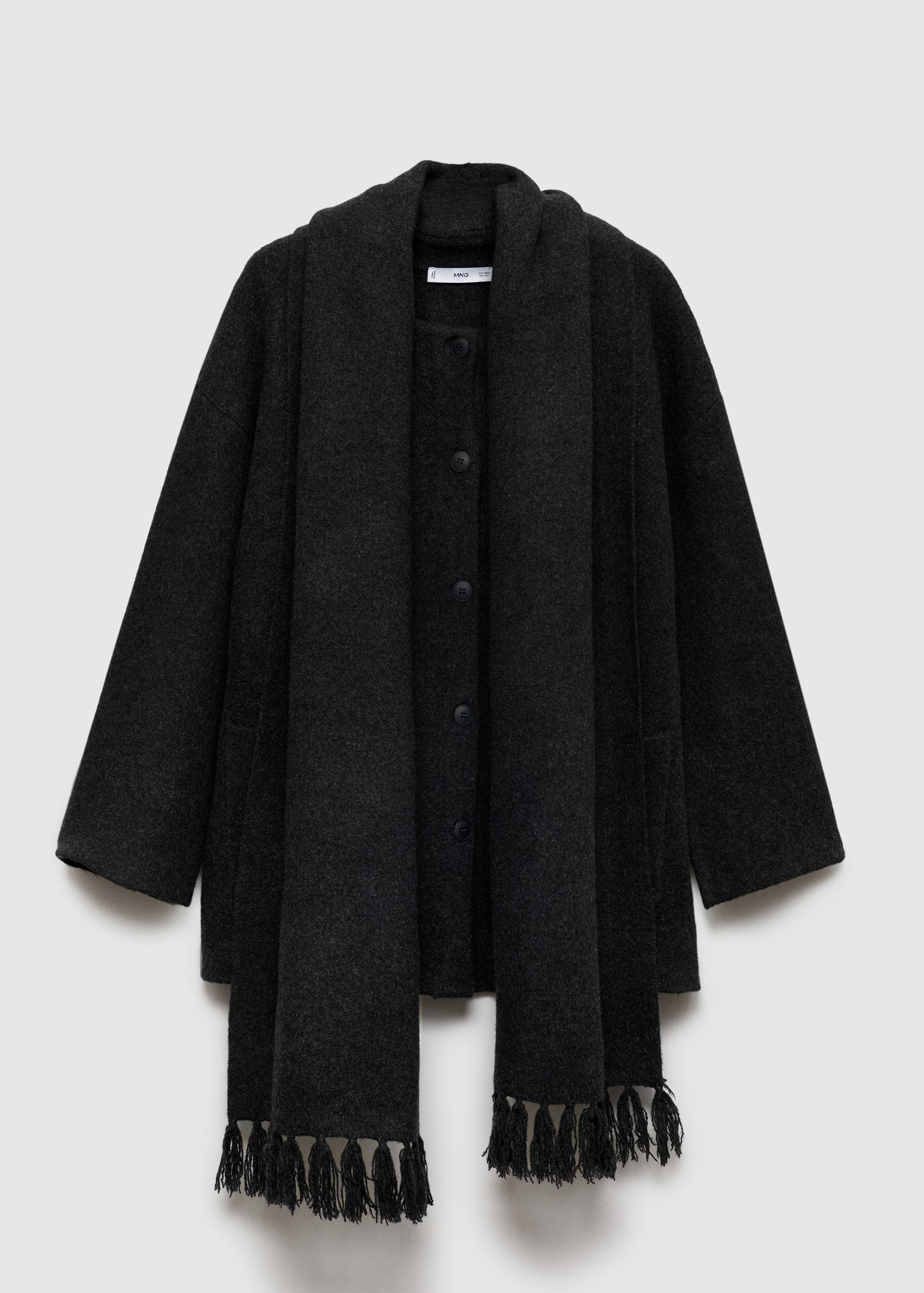 Knitted coat with detachable scarf - Women | MANGO USA | Mango (US/MX/AU)