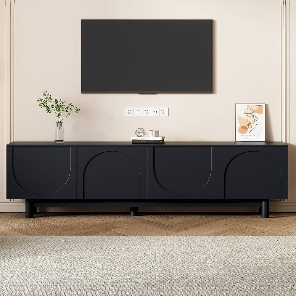 LUMISOL Modern TV Stand for 80" TV, 70" Mid Century TV Console with Arch Panel Doors, Entertainme... | Amazon (US)