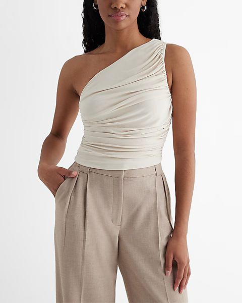 Fitted One Shoulder Ruched Cropped Tank | Express