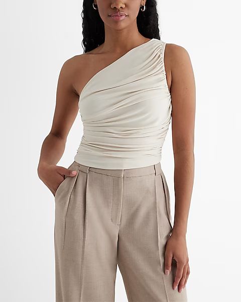 Fitted One Shoulder Ruched Cropped Tank | Express