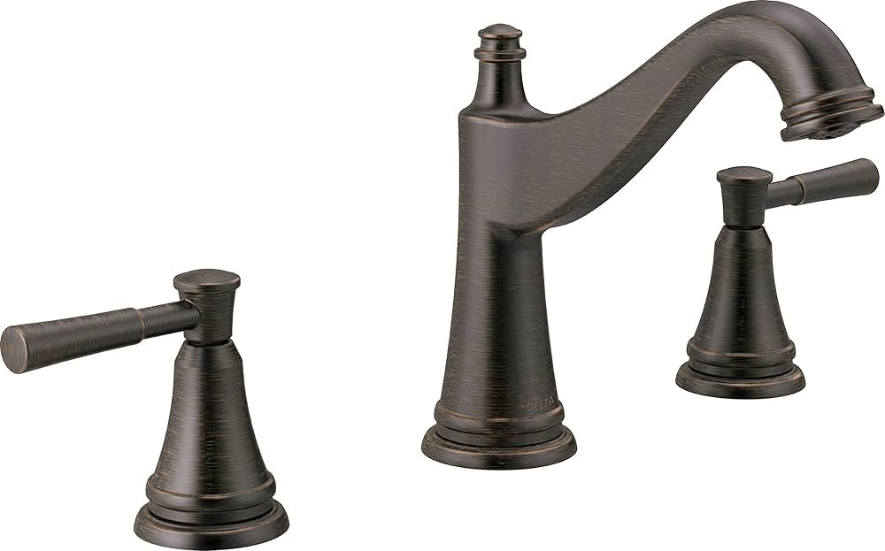 Delta Faucet Mylan Widespread Bathroom Faucet 3 Hole, Bronze Bathroom Faucet, Drain Assembly, Wor... | Amazon (US)