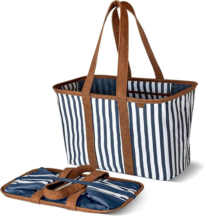 CleverMade Collapsible LUXE Tote - Reusable Grocery Shopping Storage Bag Organizer w/Handles Rein... | Amazon (US)