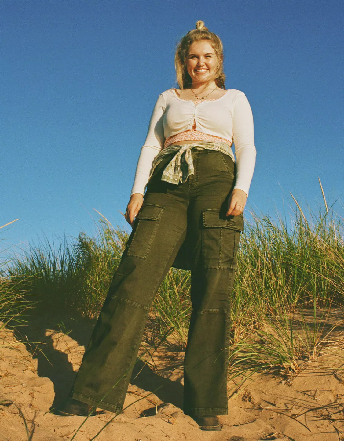 AE Stretch Super High-Waisted Cargo Wide-Leg Pant | American Eagle Outfitters (US & CA)