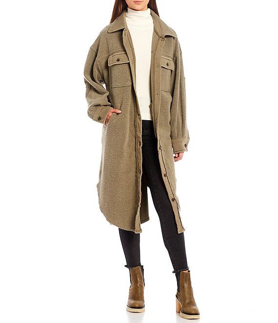 Ruby Long Sleeve Point Collar Maxi Oversized Jacket | Dillards