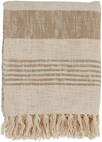 Amazon.com: SARO LIFESTYLE Sevan Collection Striped Cotton Throw with Tasseled Trim, Natural : Ho... | Amazon (US)