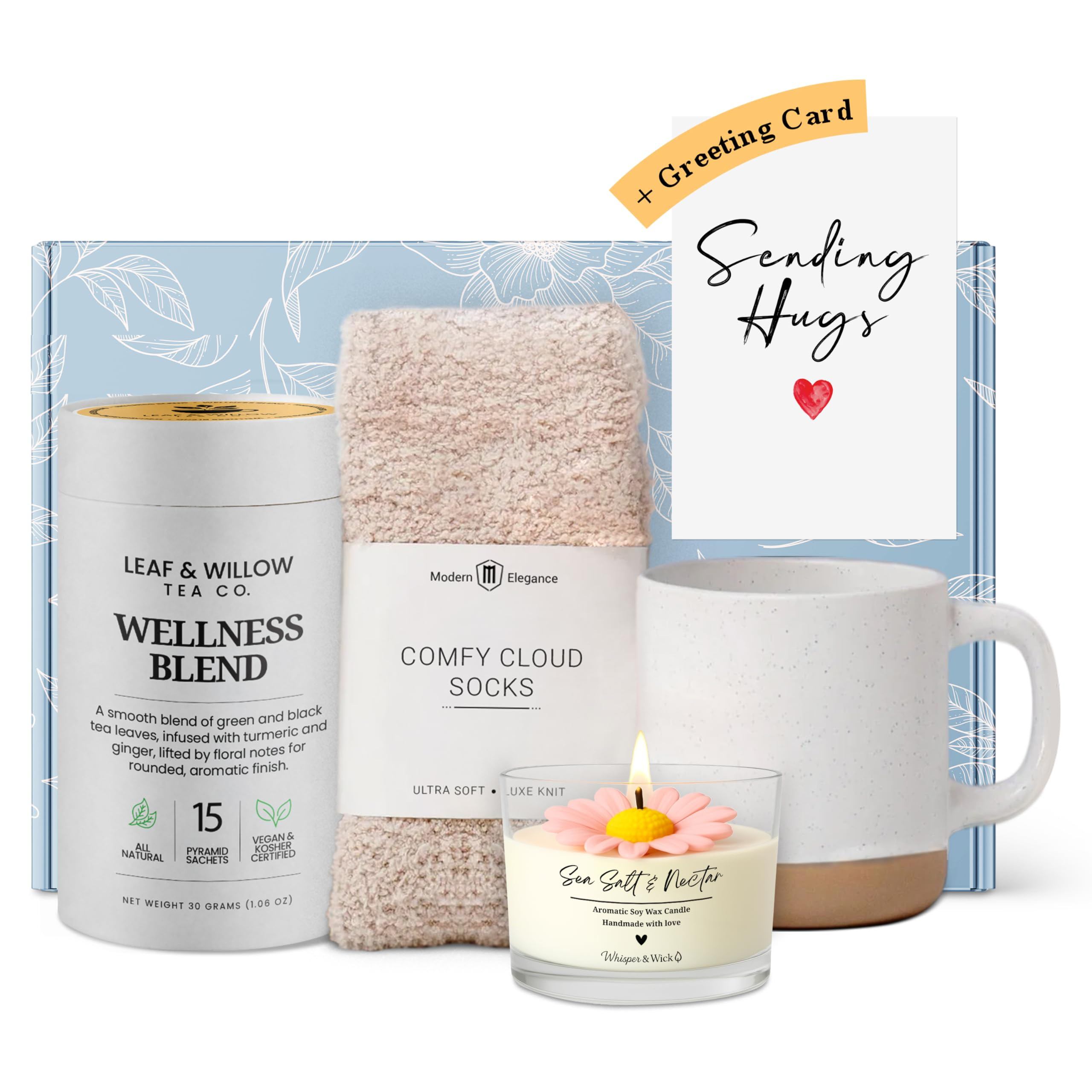Wellness Tea Care Package for Women – Relaxation & Self-Care Gift Box with Cozy Cloud Socks, Ce... | Amazon (US)
