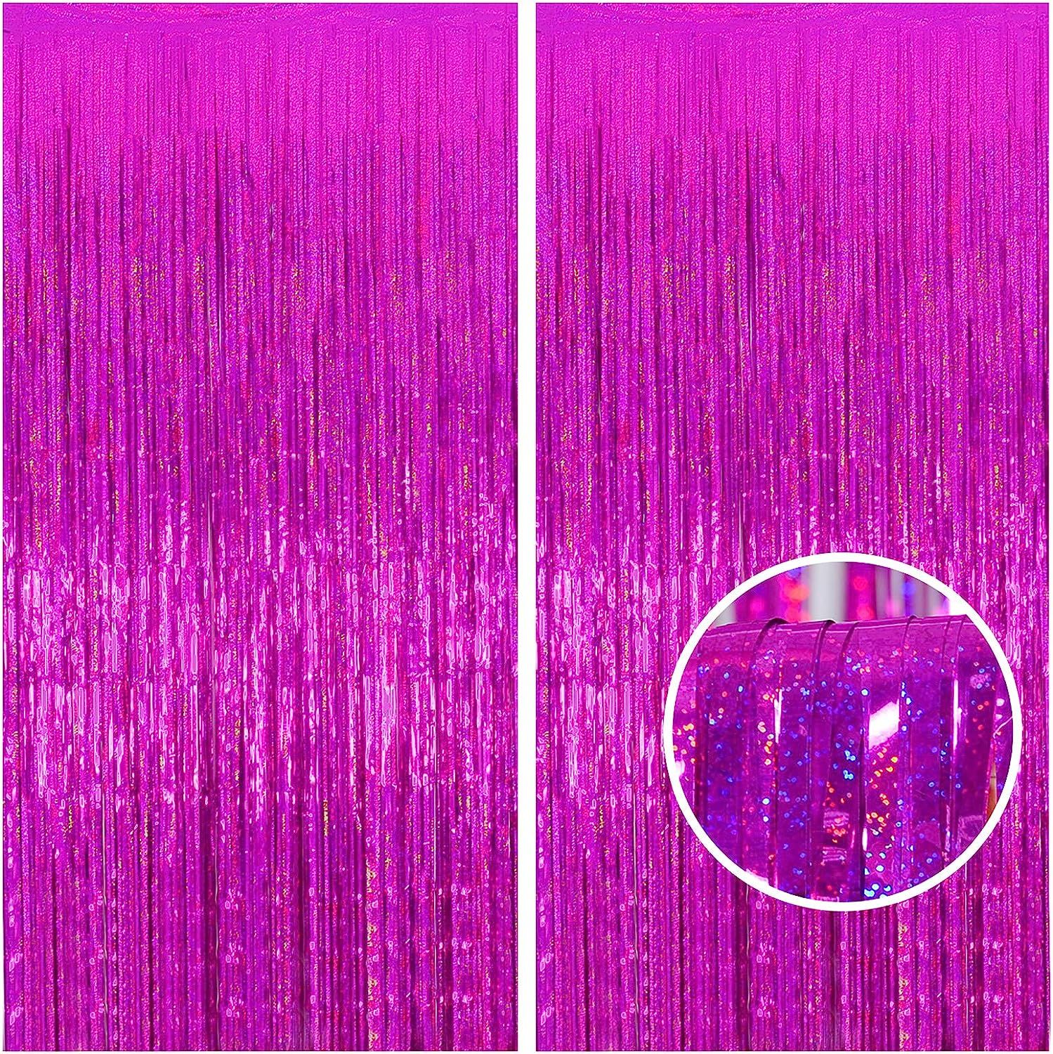 Melsan 2 Pack 3.2 ft x 8.2 ft Tinsel Foil Fringe Curtains Backdrop, Sparkle Foil Tinsel Curtains ... | Amazon (US)