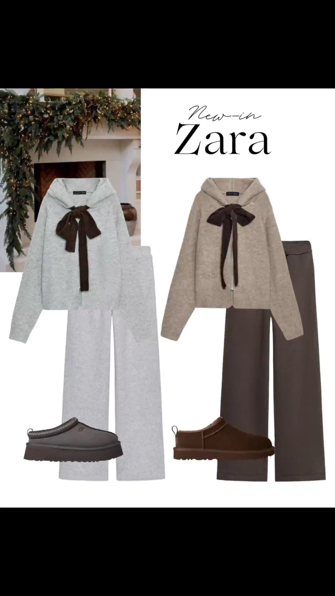 New in Zara bow hoodie - perfect for the holidays at home 🤎

Tags: cozy sweater, wide leg knit pants, dusted cocoa mini Uggs, grey tazz slippers, Christmas Day, loungewear, comfy look, winter outfit 

#LTKootd #LTKHoliday #LTKGiftGuide