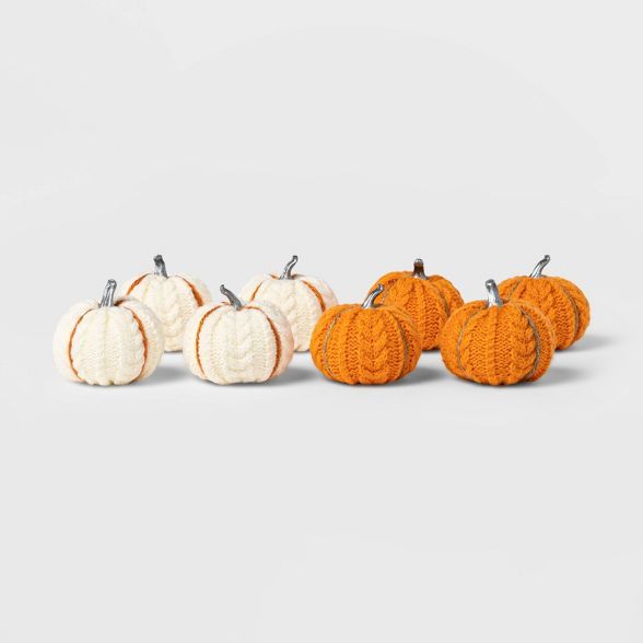 8ct Mini Cable Knit Harvest Pumpkins (with Contrast Jute) - Spritz™ | Target