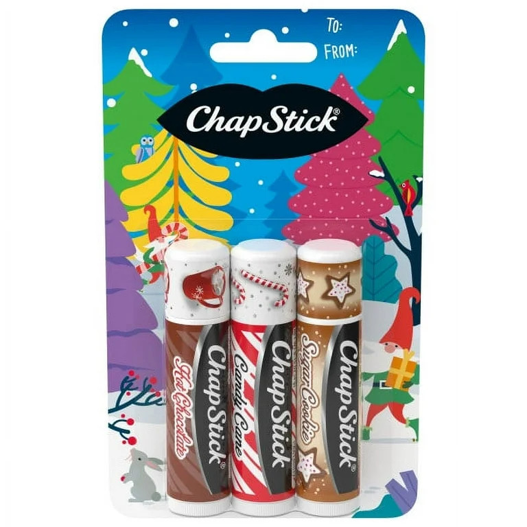 ChapStick Holiday Hot Chocolate, Candy Cane and Sugar Cookie Lip Balm, 0.15oz, 3 Pack | Walmart (US)