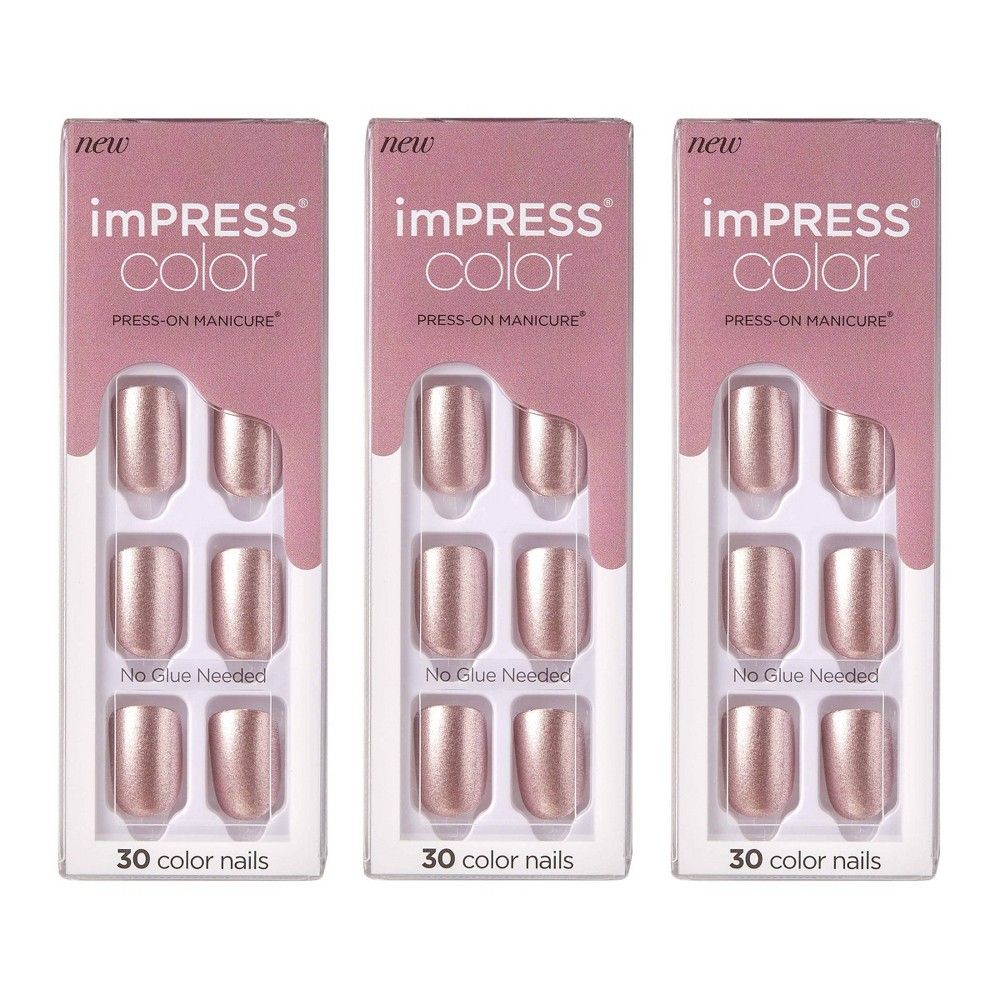 KISS imPRESS Color Press-On Nails - Champagne Pink - 3pk - 90ct | Target