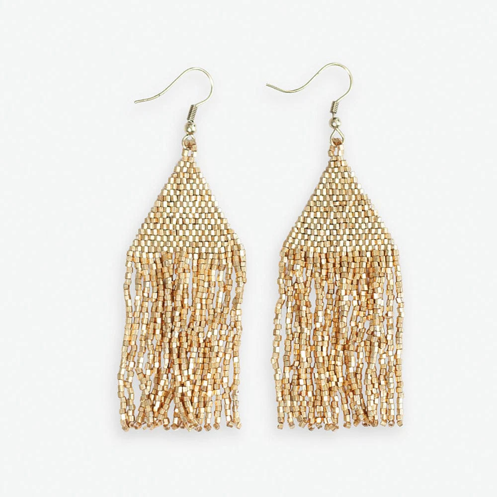 Lexie Solid Beaded Fringe Earrings Gold | INK+ALLOY