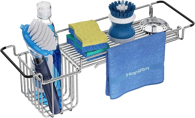 Telescopic Kitchen Sink Caddy Sponge Holder, SUS304 Stainless Steel Sink Organizer for Sponge Bru... | Amazon (CA)