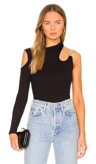 alene asymmetrical bodysuit in black | Revolve Clothing (Global)
