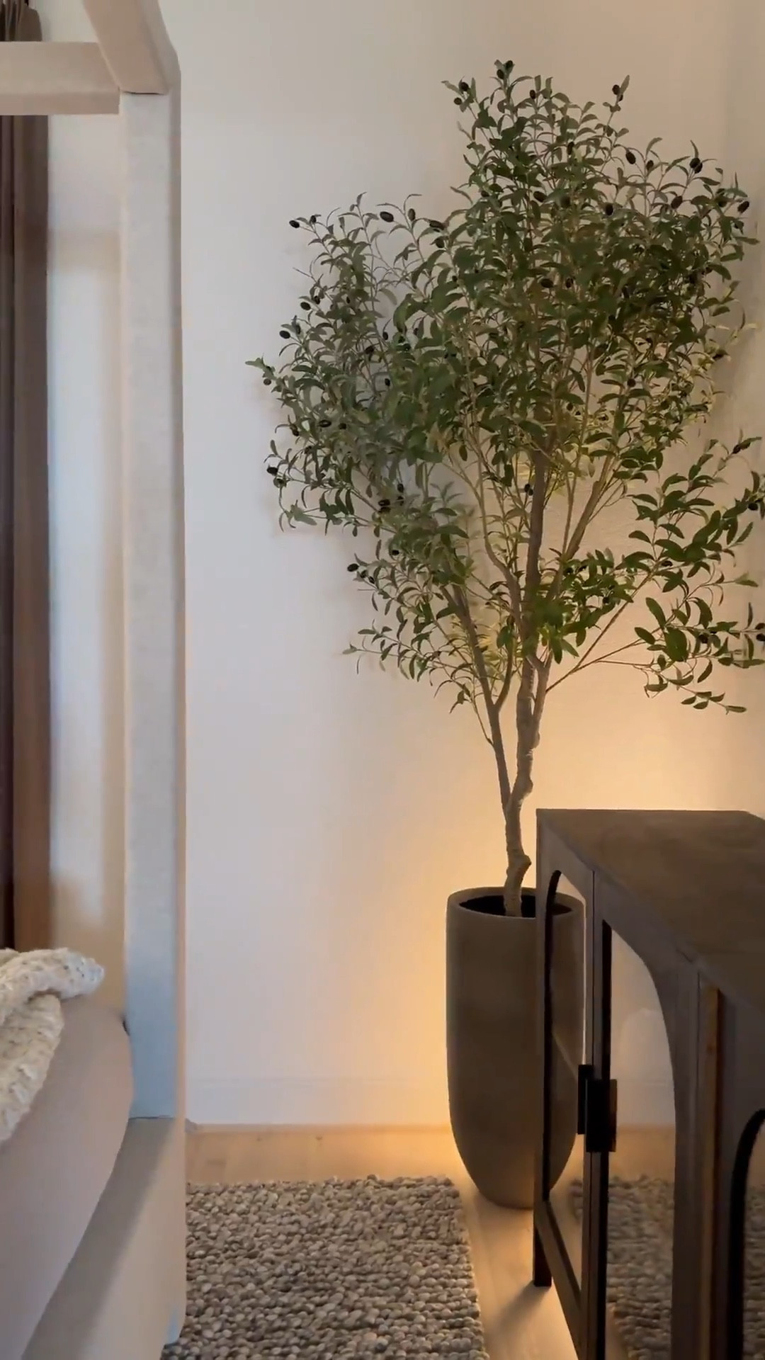 I used two duvet inserts to create that fluffy look.. plus i added a throw blanket under the rolled part! 🤎 Bed size is a Queen and the duvet+inserts are King size. I like sizing up on bedding bc it gives more fabric to work with especially if you want your bed to look full around! 😊

Measurements: 

Bed: Queen 

Duvet: King size - I inserted 2 King sized down inserts to give the bed a fuller look. Sheets & pillows are Queen sized 

Mirrors - 58" H x 18" W……mirrors will make your space feel larger as well as reflect light to other parts of the room! 

Drapes: Color Cafe Brown … Size 40"W x 108" W 

Sideboard in front of the bed was bought internationally but I linked a similar one below - Great price too!! 🤎

I used the “small table lamp” (linked) to create the glow effect behind the planter. I recommend  warm white light bulbs 😊

#LTKHome #LTKSaleAlert #LTKStyleTip