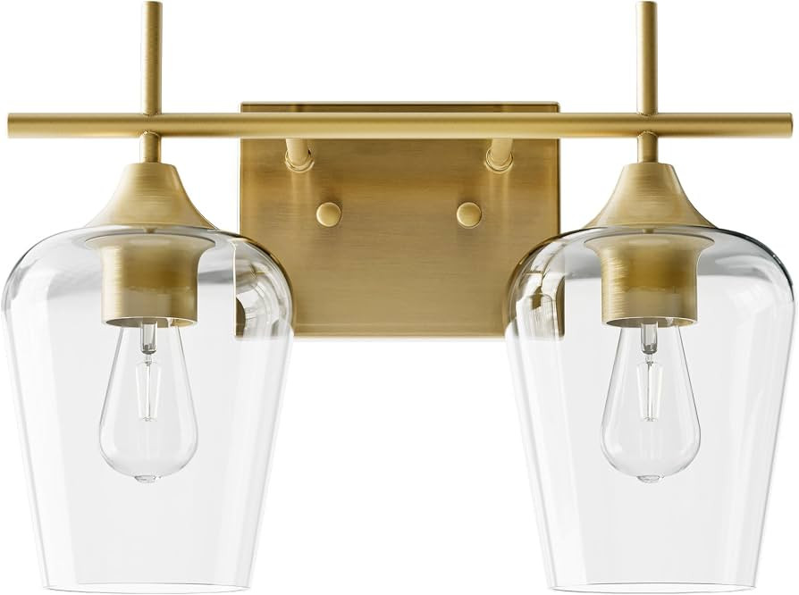 VONLUCE 2 Light Bathroom Vanity Light Fixture,Brushed Gold | Amazon (US)