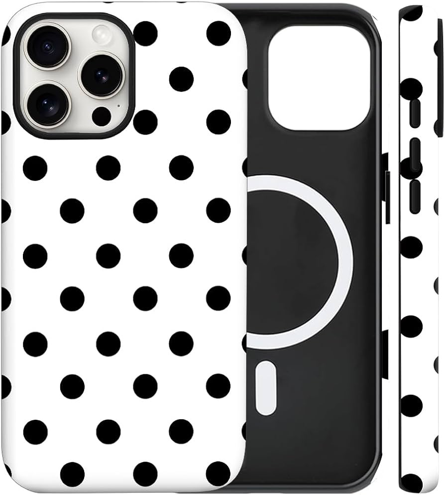 Magnetic for iPhone 15 Pro Max Case Cute Large Polka Dot Phone Case, White | Amazon (US)