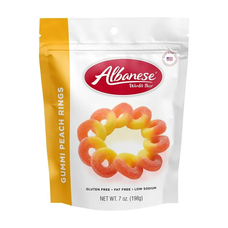 Albanese World's Best Gummi Peach Rings Candy, Gluten Free, Fat Free, 7 oz | Walmart (US)